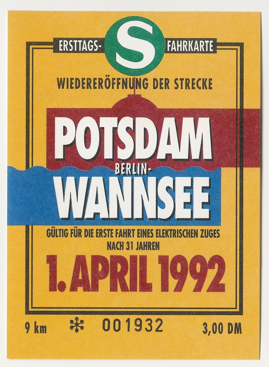 Eröffnungsfahrkarte Potsdam 1992